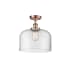 Innovations Lighting Bell 12" Wide Semi-Flush Ceiling Fixture Antique Copper / Clear