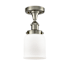 Innovations Lighting Small Bell 5" Wide Semi-Flush Ceiling Fixture Brushed Satin Nickel / Matte White