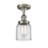 Innovations Lighting Small Bell 5" Wide Semi-Flush Ceiling Fixture Brushed Satin Nickel / Clear