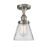 Innovations Lighting Small Cone 6" Wide Semi-Flush Ceiling Fixture Brushed Satin Nickel / Clear