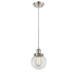Innovations Lighting Beacon 6" Wide Mini Pendant - Cord Hung Brushed Satin Nickel / Clear