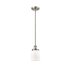 Innovations Lighting Small Bell 5" Wide Mini Pendant Brushed Satin Nickel / Matte White