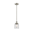 Innovations Lighting Small Bell 5" Wide Mini Pendant Brushed Satin Nickel / Clear