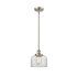 Innovations Lighting Large Bell 8" Wide Mini Pendant - Rod Hung Brushed Satin Nickel / Clear