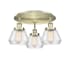 Innovations Lighting Fulton 3 Light 19" Wide Flush Mount Ceiling Fixture Antique Brass / Clear