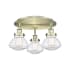 Innovations Lighting Olean 3 Light 19" Wide Flush Mount Ceiling Fixture Antique Brass / Clear
