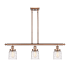 Innovations Lighting Bell 3 Light 36" Wide Linear Pendant with Shades Antique Copper / Deco Swirl