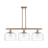 Innovations Lighting Bell 3 Light 36" Wide Linear Pendant Antique Copper / Clear Deco Swirl