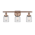 Innovations Lighting Bell 3 Light 26" Wide Vanity Light Antique Copper / Clear