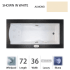 Jacuzzi 72" x 36" Fuzion Drop In Luxury Whirlpool Bathtub with 14 Jets, Luxury Controls, Illumatherapy, Heater, Right Drain and Left Pump - Integrated Drain Assembly Included Almond