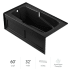 Jacuzzi 60" x 32" Cetra® Three Wall Alcove Soaking Bathtub with Left Drain Black