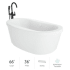 Jacuzzi Inizio 66" Free Standing Acrylic Soaking Tub with Center Drain and Overflow - Includes Floor Mounted Tub Filler with Hand Shower White