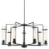 James Allan Lux 7 Light 33" Wide Chandelier with Seedy Glass Shades Iron Black