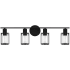 James Allan Gisele 4 Light 29" Wide Vanity Light with Crystal Shades Matte Black