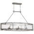 James Allan Tyrrell 6 Light 39" Wide Linear Chandelier with Glass Panel Shades Mottled Silver