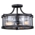 James Allan Declan 3 Light 16" Wide Semi-Flush Drum Ceiling Fixture with Seedy Glass Shade Noble Bronze