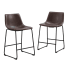 James Allan Karson Set of (2) 18" Wide Industrial Faux Leather Counter Stools with Sled Base Brown
