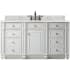 James Martin Vanities Bristol 60" Free Standing Single Basin Hardwood Vanity Set with Eternal Jasmine Pearl Quartz Top Bright White