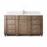 James Martin Vanities Bristol 60" Single Basin Walnut Wood Vanity Set with 3cm White Zeus Silestone Quartz Vanity Top, Backsplash and Rectangular Sink Whitewashed Walnut