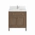 James Martin Vanities Chicago 30" Single Basin Wood Vanity Set with 3cm White Zeus Silestone Quartz Vanity Top, Backsplash and Rectangular Sink Whitewashed Walnut