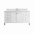 James Martin Vanities Chicago 60" Single Basin Wood Vanity Set with 3cm White Zeus Silestone Quartz Vanity Top, Backsplash and Rectangular Sink Glossy White