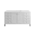 James Martin Vanities Chicago 60" Free Standing or Wall Mounted Single Basin Poplar Wood Vanity Set with 3 cm Ethereal Noctis Quartz Vanity Top and Rectangular Sink Glossy White