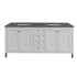 James Martin Vanities Chicago 72" Free Standing or Wall Mounted Double Basin Poplar Wood Vanity Set with 3 cm Charcoal Soapstone Quartz Vanity Top and Rectangular Sinks Glossy White