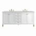 James Martin Vanities Chicago 72" Double Basin Wood Vanity Set with 3cm Victorian Silver Silestone Quartz Vanity Top and Rectangular Sinks Glossy White