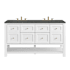 James Martin Vanities Breckenridge 60" Free Standing Double Basin Poplar Wood Vanity Set with Quartz Top and Rectangular Sinks Bright White