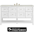 James Martin Vanities Breckenridge 60" Free Standing Single Basin Poplar Wood Vanity Set with Victorian Silver Silestone Top, Rectangular Sink, and Matching Mirror Bright White