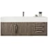 James Martin Vanities Mercer Island 48" Wall Mounted Single Basin Birch Wood Vanity Set with USB/Electrical Outlet and Glossy White Solid Surface Vanity Top Ash Gray