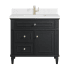 James Martin Vanities Lorelai 36" Single Basin Wood Vanity Set with 3cm White Zeus Silestone Quartz Vanity Top, Rectangular Sink and Electrical Outlet - Single Faucet Hole Black Onyx