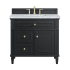 James Martin Vanities Lorelai 36" Single Basin Wood Vanity Set with 3cm Carrara White Marble Vanity Top, Rectangular Sink and Electrical Outlet - 8" Faucet Centers Black Onyx