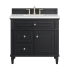 James Martin Vanities Lorelai 36" Single Basin Wood Vanity Set with 3cm White Zeus Silestone Quartz Vanity Top, Rectangular Sink and Electrical Outlet - 8" Faucet Centers Black Onyx