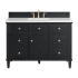 James Martin Vanities Lorelai 48" Single Basin Wood Vanity Set with 3cm White Zeus Silestone Quartz Vanity Top, Rectangular Sink and Electrical Outlet - 8" Faucet Centers Black Onyx