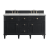 James Martin Vanities Lorelai 60" Double Basin Wood Vanity Set with 3cm Ethereal Noctis Silestone Quartz Vanity Top and Rectangular Sinks - 8" Faucet Centers Black Onyx