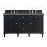 James Martin Vanities Lorelai 60" Double Basin Wood Vanity Set with 3cm Parisien Bleu Silestone Quartz Vanity Top, Rectangular Sinks and Outlet - 8" Faucet Centers Black Onyx