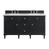 James Martin Vanities Lorelai 60" Double Basin Wood Vanity Set with 3cm White Zeus Silestone Quartz Vanity Top, Rectangular Sinks and Electrical Outlet - 8" Faucet Centers Black Onyx