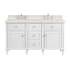 James Martin Vanities Lorelai 60" Double Basin Wood Vanity Set with 3cm Eternal Marfil Silestone Quartz Vanity Top, Rectangular Sinks and Outlet - 8" Faucet Centers Bright White