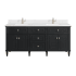 James Martin Vanities Lorelai 72" Double Basin Wood Vanity Set with 3cm White Zeus Silestone Quartz Vanity Top, Rectangular Sinks and Electrical Outlet - Single Faucet Hole Black Onyx