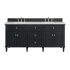 James Martin Vanities Lorelai 72" Double Basin Wood Vanity Set with 3cm Arctic Fall Solid Surface Vanity Top, Rectangular Sinks and Electrical Outlet - 8" Faucet Centers Black Onyx