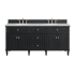 James Martin Vanities Lorelai 72" Double Basin Wood Vanity Set with 3cm Carrara White Marble Vanity Top, Rectangular Sinks and Electrical Outlet - 8" Faucet Centers Black Onyx