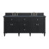 James Martin Vanities Lorelai 72" Double Basin Wood Vanity Set with 3cm Charcoal Soapstone Silestone Quartz Vanity Top and Rectangular Sinks - 8" Faucet Centers Black Onyx