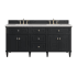 James Martin Vanities Lorelai 72" Double Basin Wood Vanity Set with 3cm Eternal Jasmine Pearl Silestone Quartz Vanity Top and Rectangular Sinks - 8" Faucet Centers Black Onyx