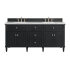 James Martin Vanities Lorelai 72" Double Basin Wood Vanity Set with 3cm Ethereal Noctis Silestone Quartz Vanity Top and Rectangular Sinks - 8" Faucet Centers Black Onyx