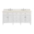 James Martin Vanities Lorelai 72" Double Basin Wood Vanity Set with 3cm Eternal Marfil Silestone Quartz Vanity Top, Rectangular Sinks and Outlet - 8" Faucet Centers Bright White