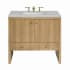 James Martin Vanities Hudson 36" Single Basin Wood Vanity Set with 3cm Victorian Silver Silestone Quartz Vanity Top, Rectangular Sink, USB Port and Electrical Outlet Light Natural Oak
