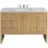 James Martin Vanities Hudson 48" Single Basin Ash Wood Vanity Set with 3 cm Carrara White Natural Stone Vanity Top, Rectangular Sink, USB Port and Electrical Outlet Light Natural Oak