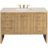 James Martin Vanities Hudson 48" Single Basin Ash Wood Vanity Set with 3 cm Eternal Marfil Quartz Vanity Top, Rectangular Sink, USB Port and Electrical Outlet Light Natural Oak