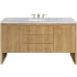 James Martin Vanities Hudson 60" Single Basin Ash Wood Vanity Set with 3 cm Carrara White Natural Stone Vanity Top, Rectangular Sink, USB Port and Electrical Outlet Light Natural Oak